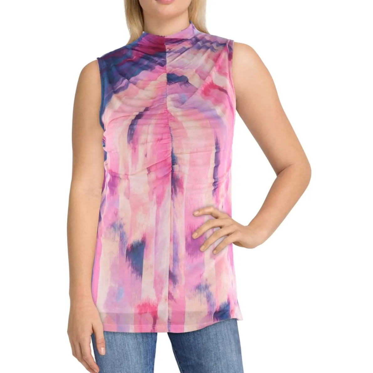Printed Sheer Pullover Top
