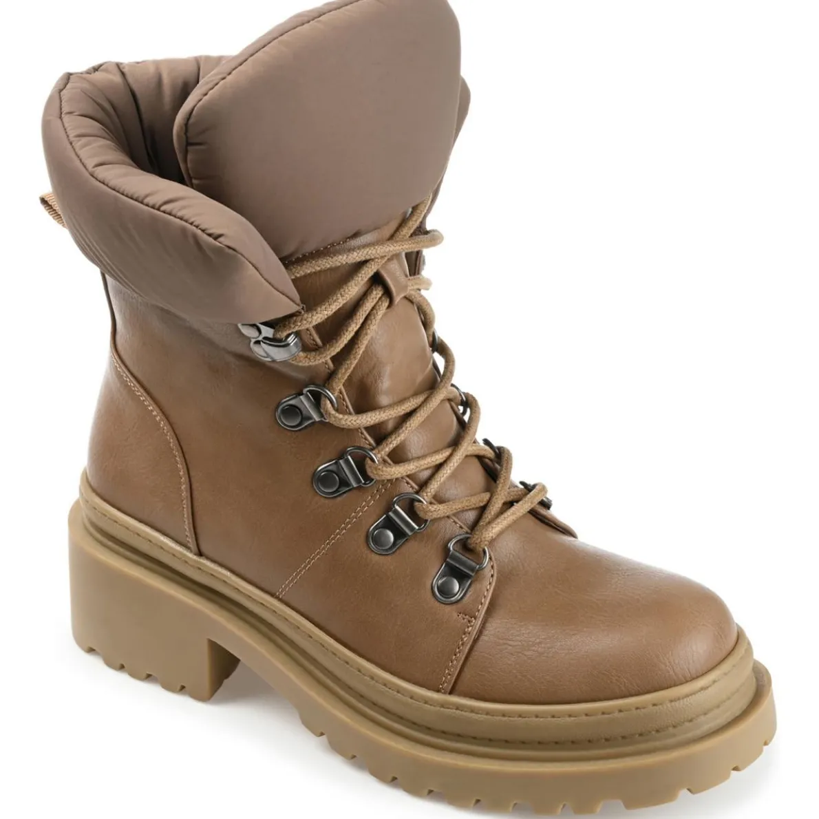 Faux Leather Lug Sole Combat & Lace-Up Boots