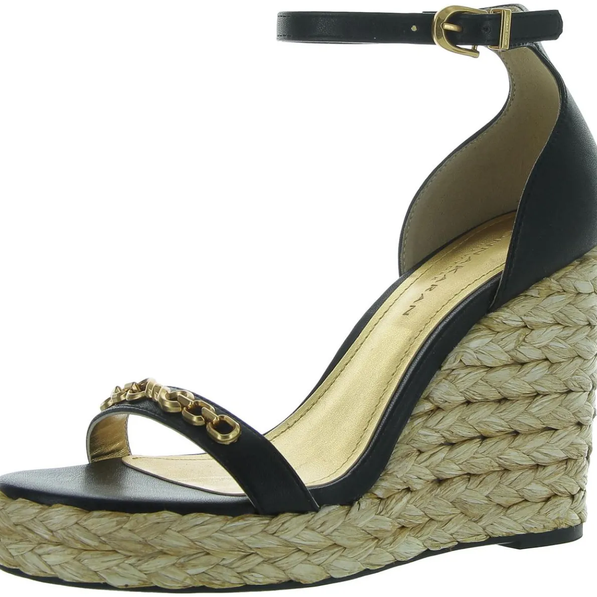 Yulissa Faux Leather Embellished Wedge Sandals