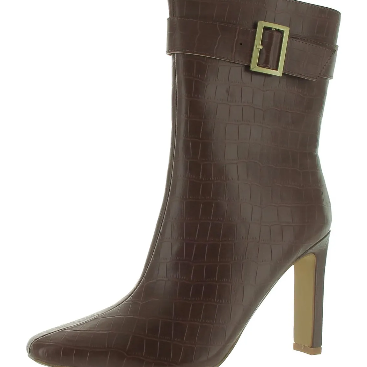 Faux Leather Zipper Mid-Calf Boots
