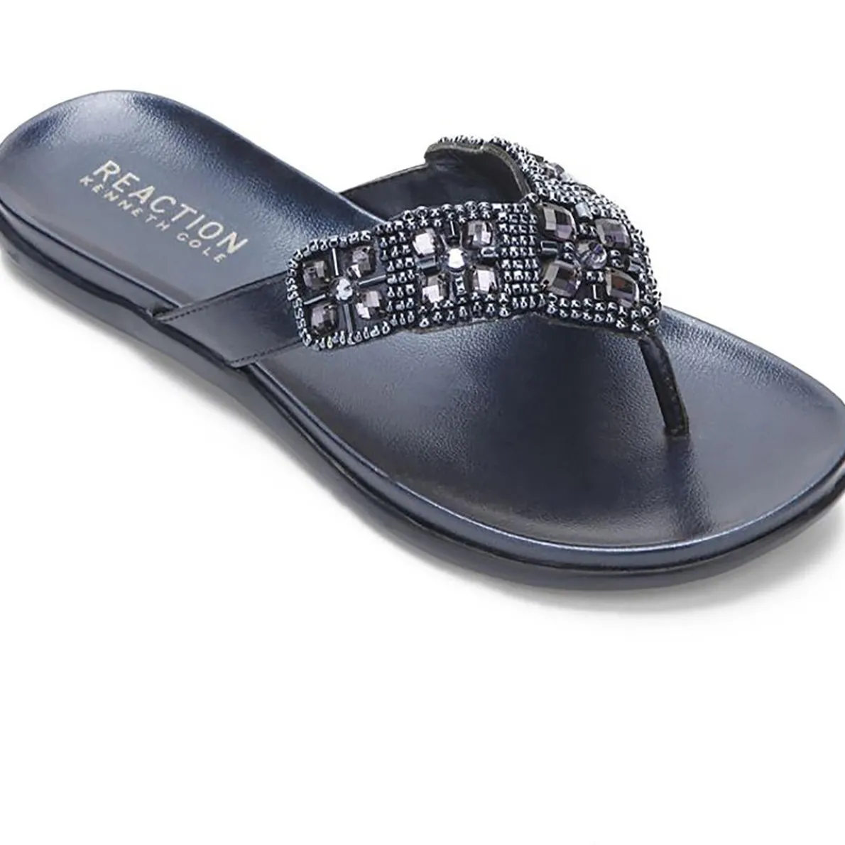 Glam-Athon Faux Leather Thong Flip-Flops