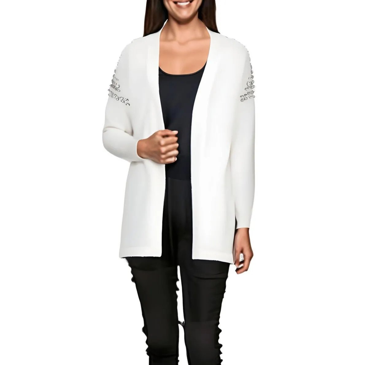 Embellished Knit Cardigan Sweater