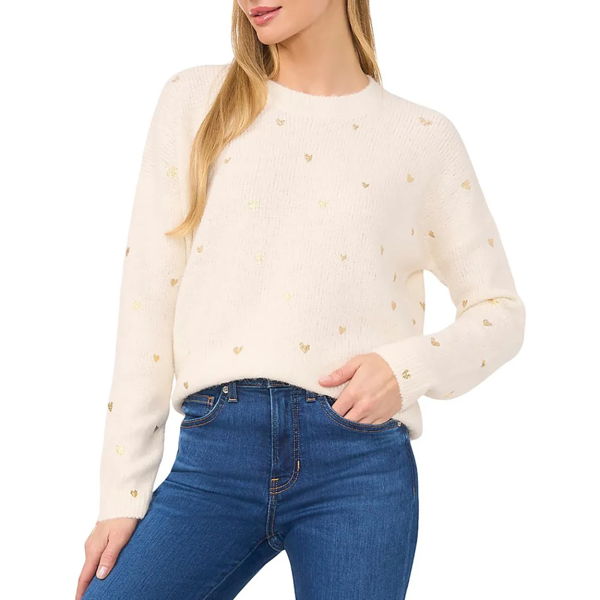 Embossed Knit Crewneck Sweater