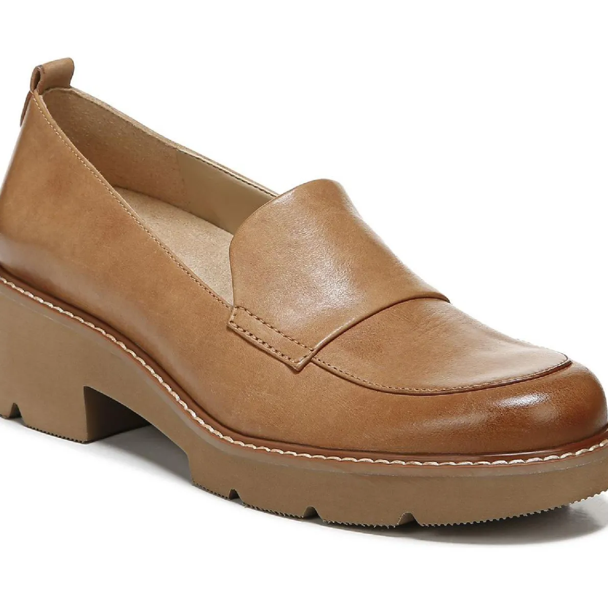 Darry Lugged Sole Slip On Loafer Heels