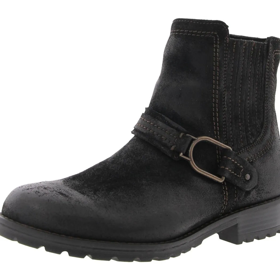 Aspra Buckle Distressed Suede Ankle Boots
