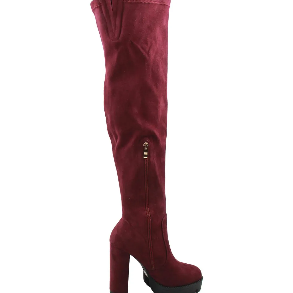 Block Heel Faux Suede Over-The-Knee Boots