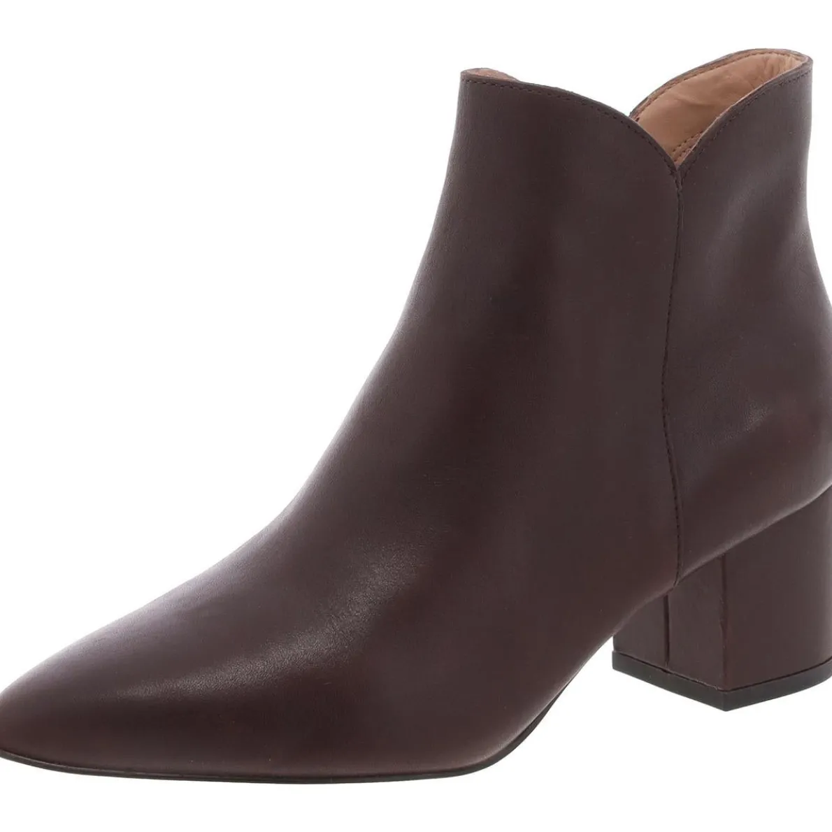 Leather Block Heel Ankle Boots