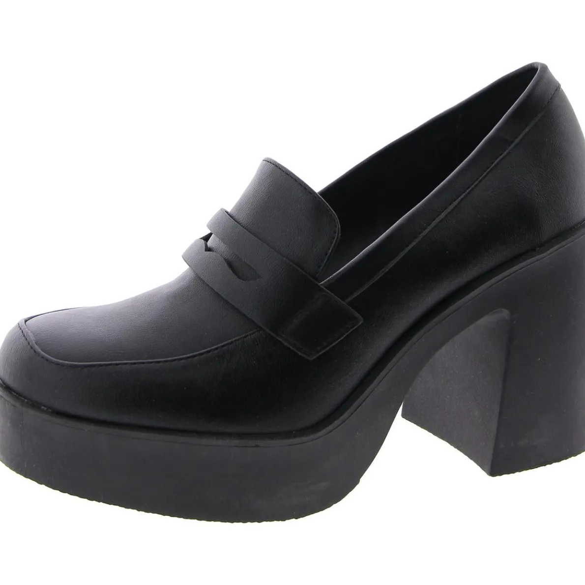 Sedina Faux Leather Slip On Loafer Heels