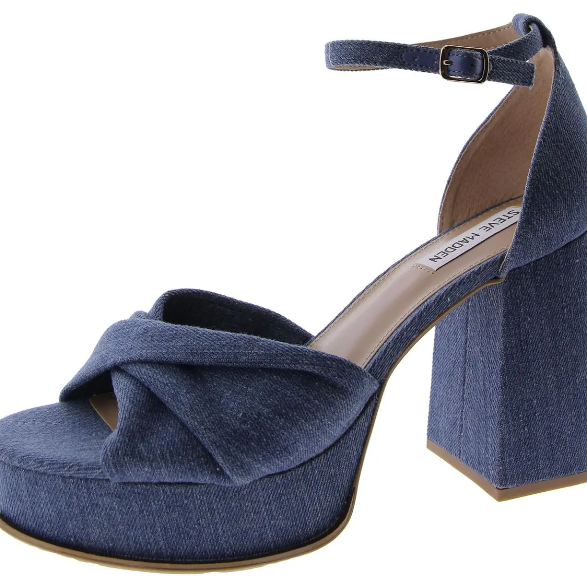 Solve Denim Ankle Strap Platform Heels
