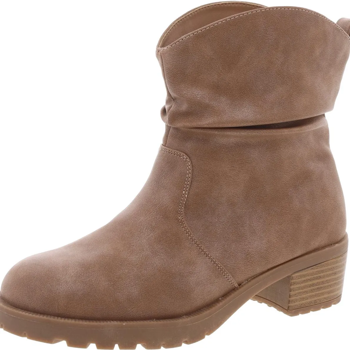 Block Heel Faux Leather Chelsea Boots