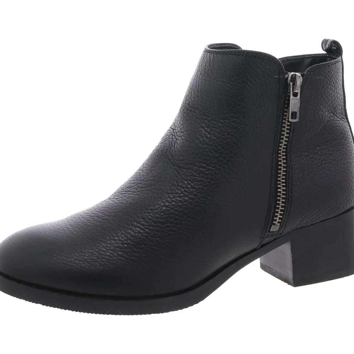 Mila Sky Leather Double Zipper Ankle Boots