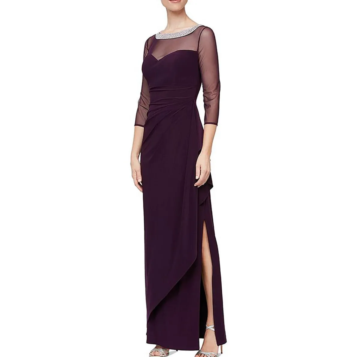 Rhinestones Midi Evening Dress
