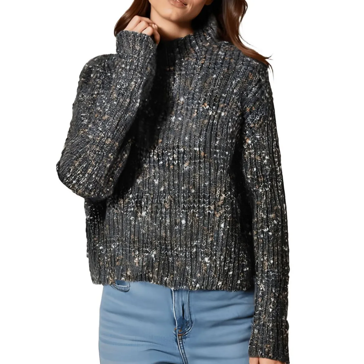 Ribbed Mock Turtleneck Sweater