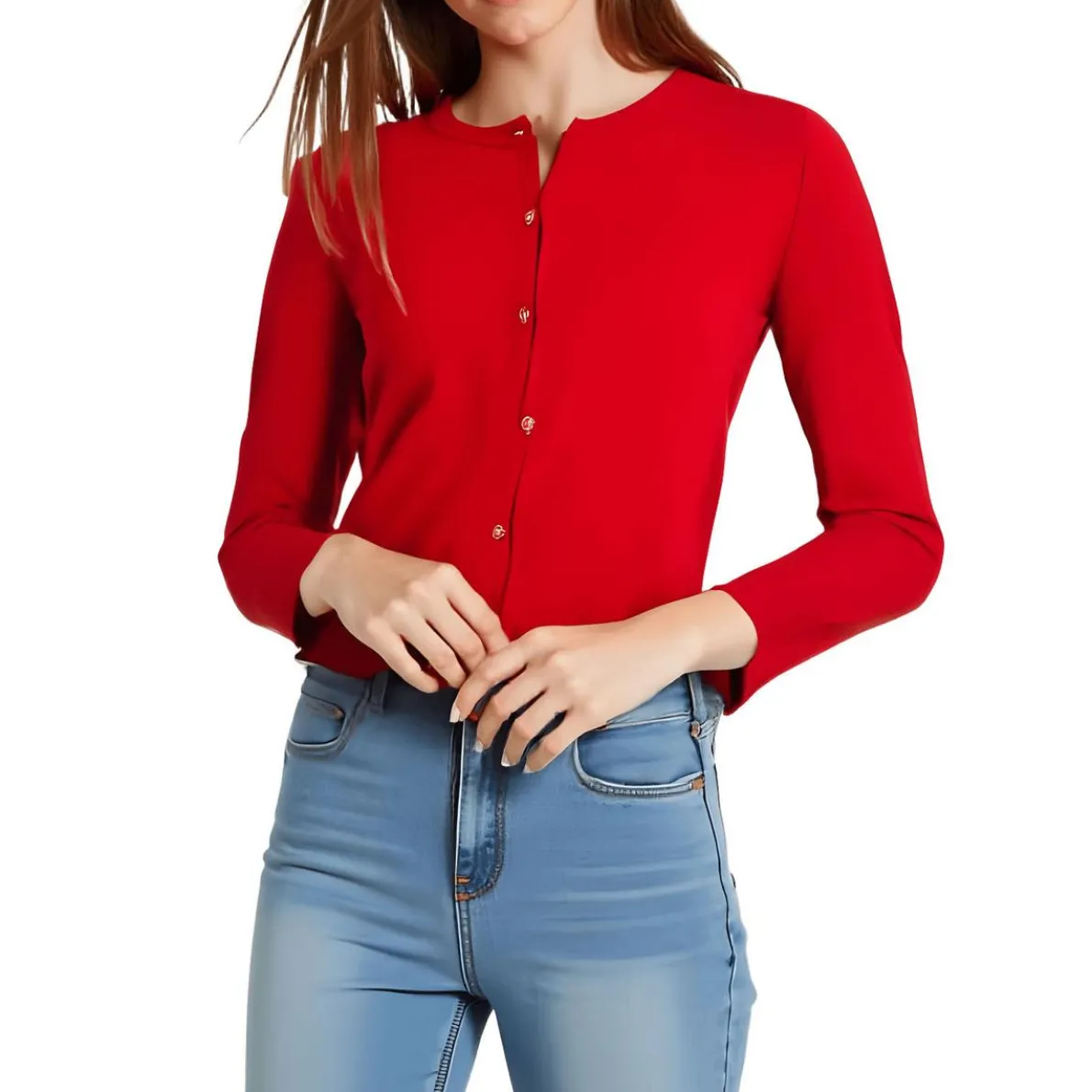 Ribbed Trim Cardigan Sweater