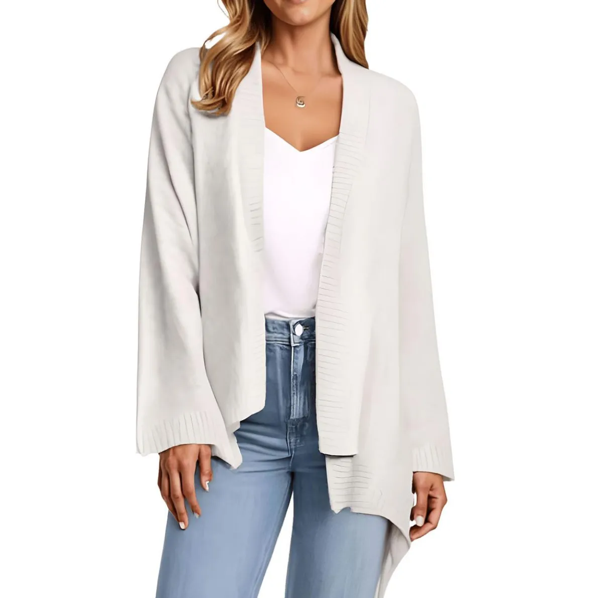 Ribbed Trim Cardigan Sweater