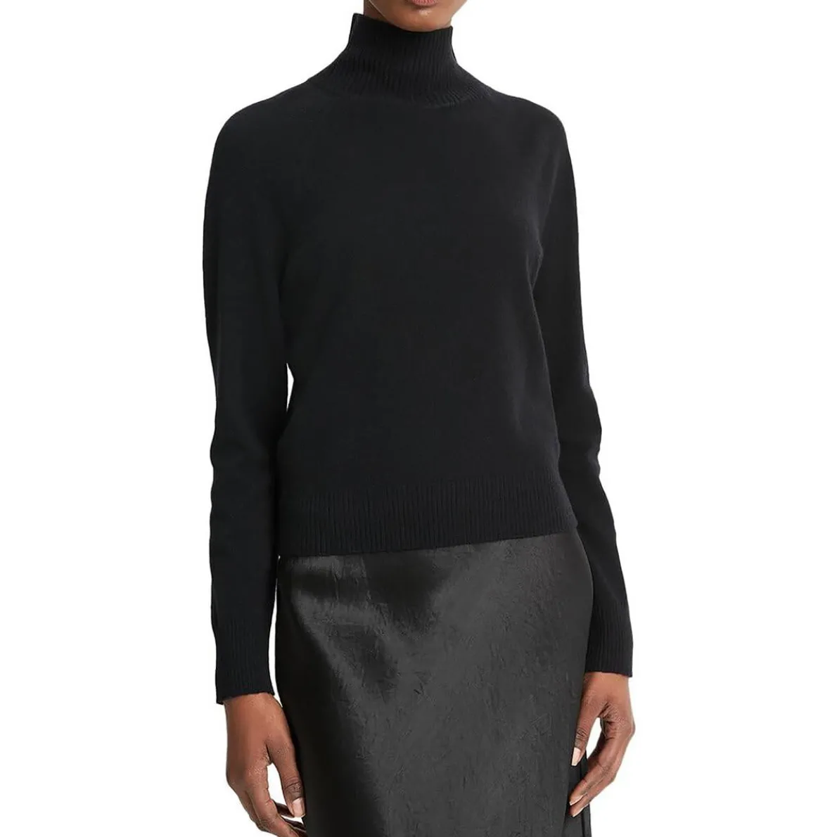 Ribbed Trim Wool Turtleneck Sweater