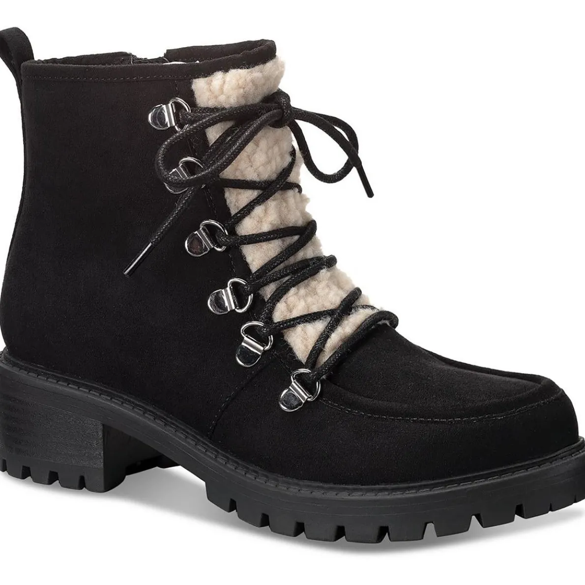 Quiinnf Faux Suede Fur Lined Shearling Boots