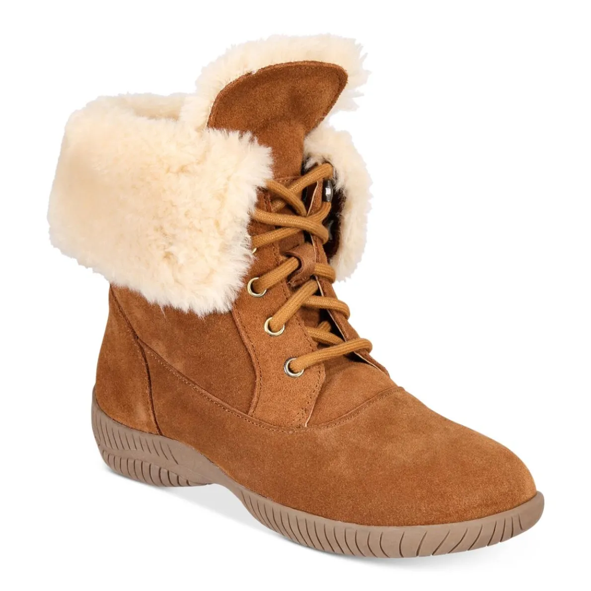 Angiee Faux Fur Lace Up Booties