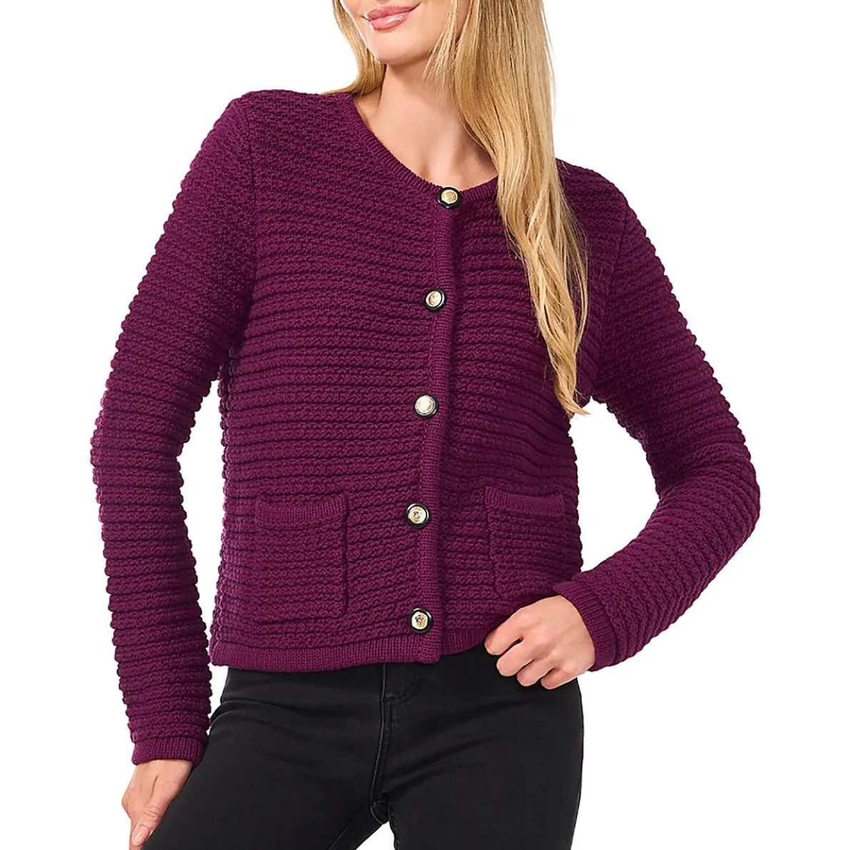Cotton Blend Knit Cardigan Sweater