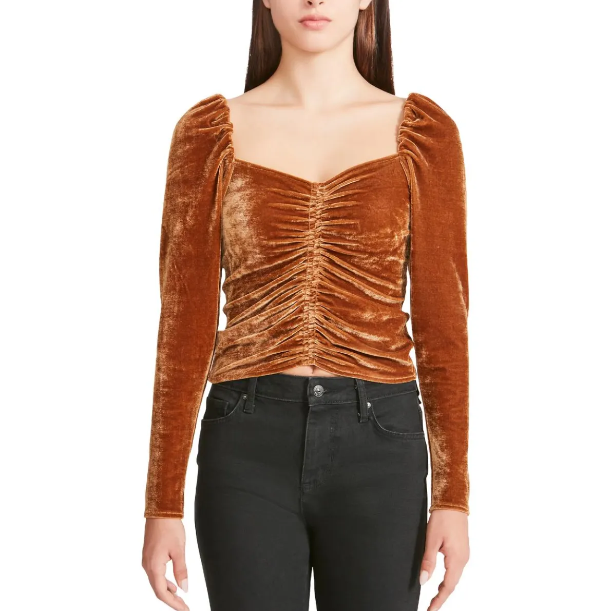 Ruched Velvet Blouse