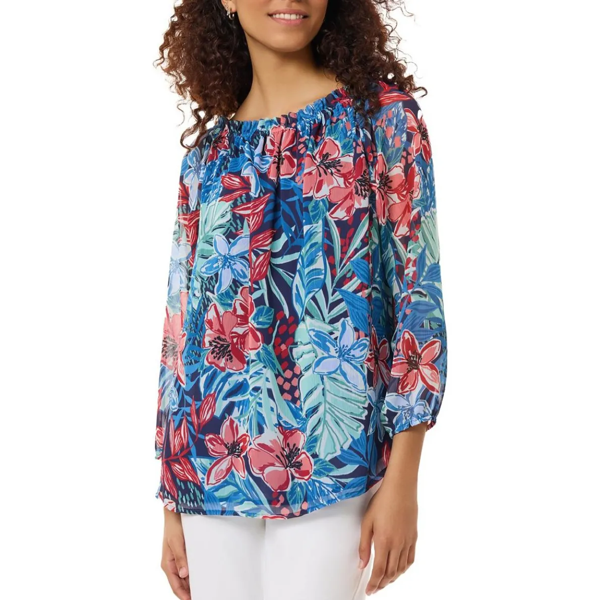 Ruffled Bishop Sleeve Blouse