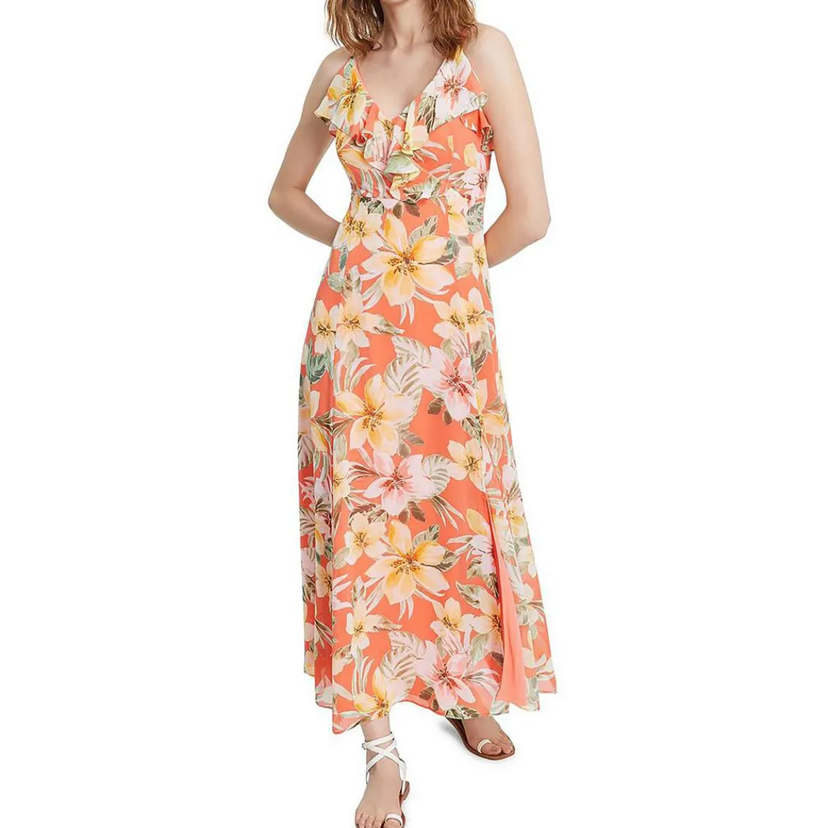 Ruffled Floral Pint Maxi Dress