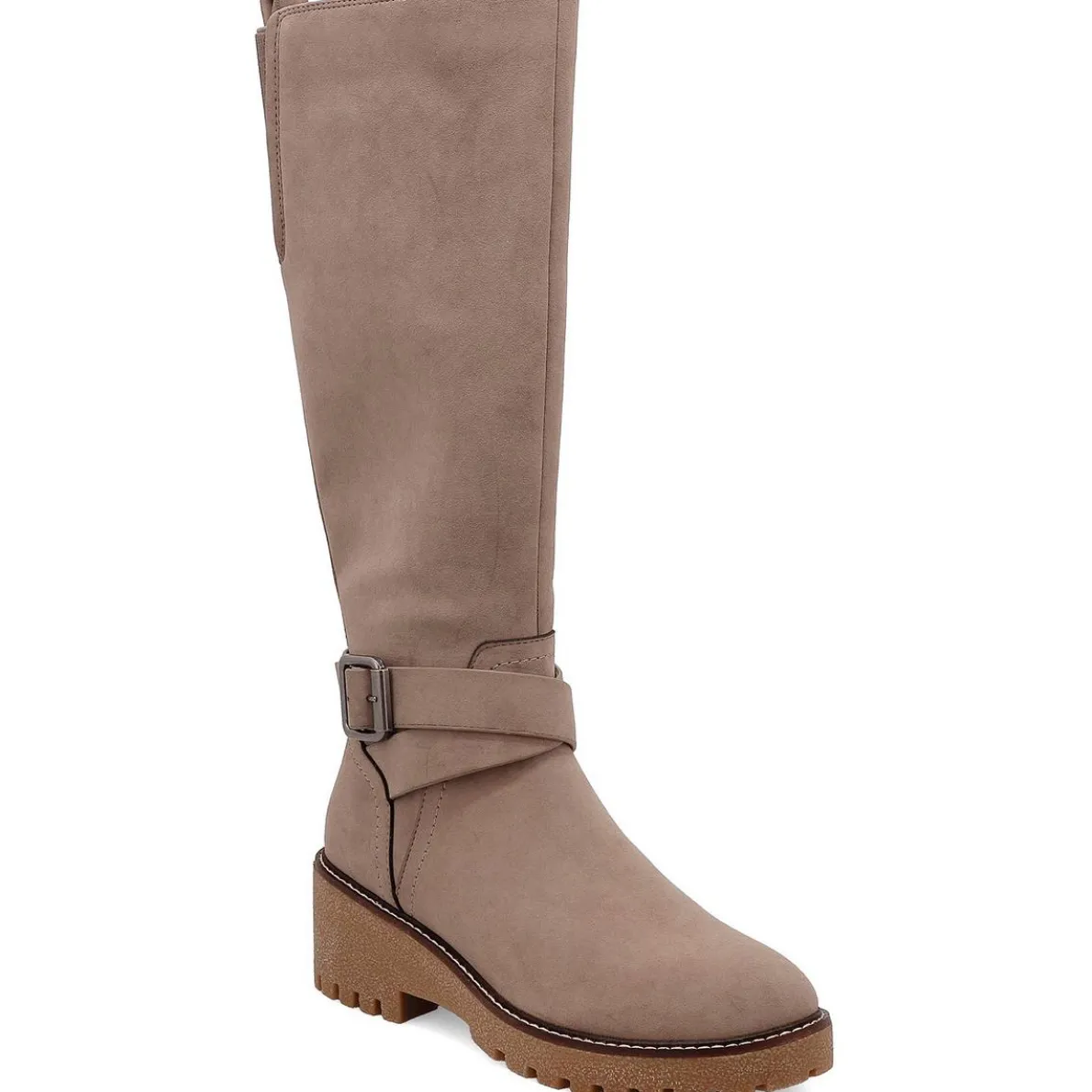 Kathleen Faux Suede Lugged Sole Knee-High Boots