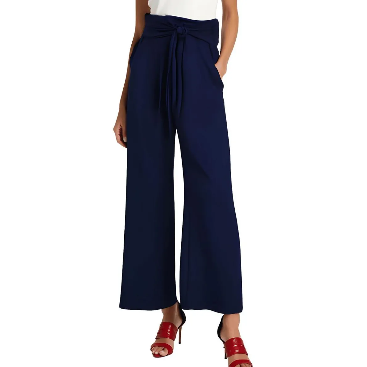 Petites Belted Mid-Rise Cropped Pants