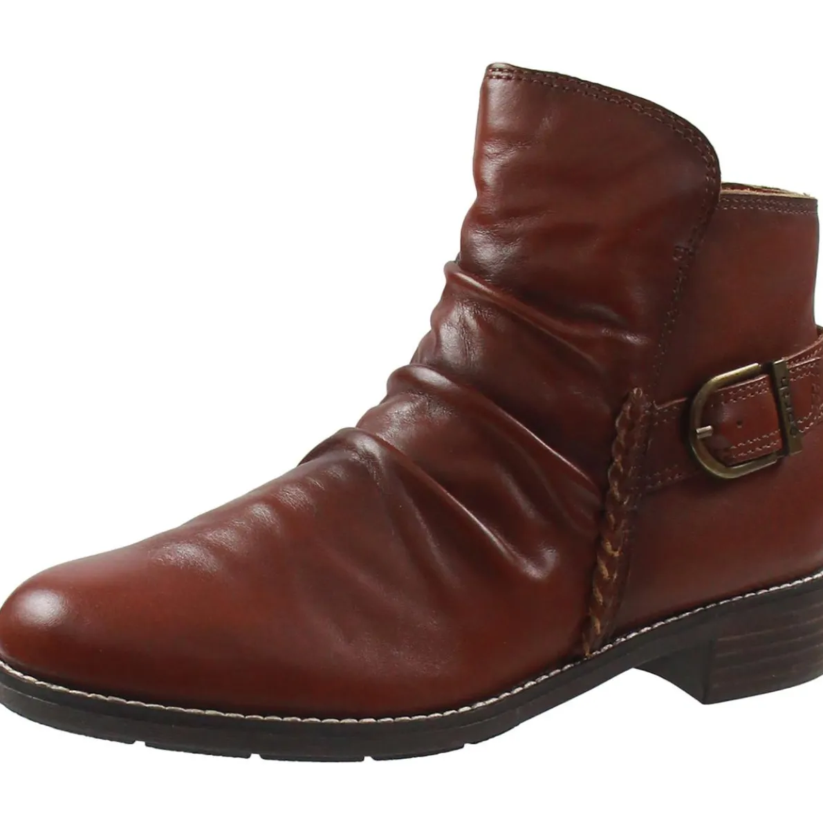 Zipper Leather Ankle Boots