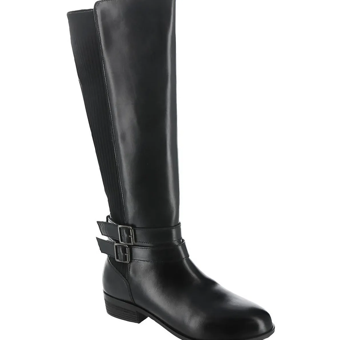 Bonnie Leather Stacked Heel Knee-High Boots