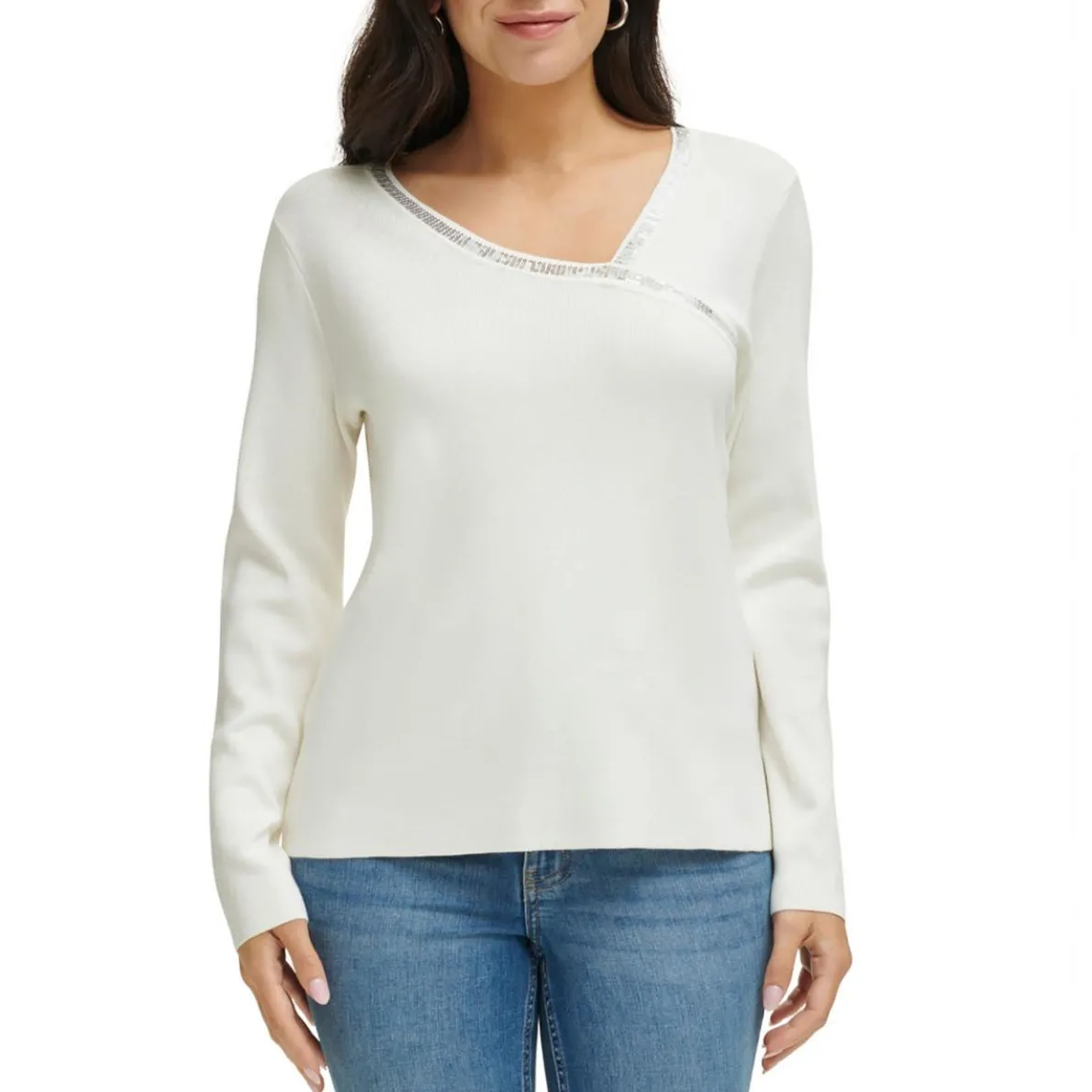 Asymmetric Long Sleeve Pullover Sweater