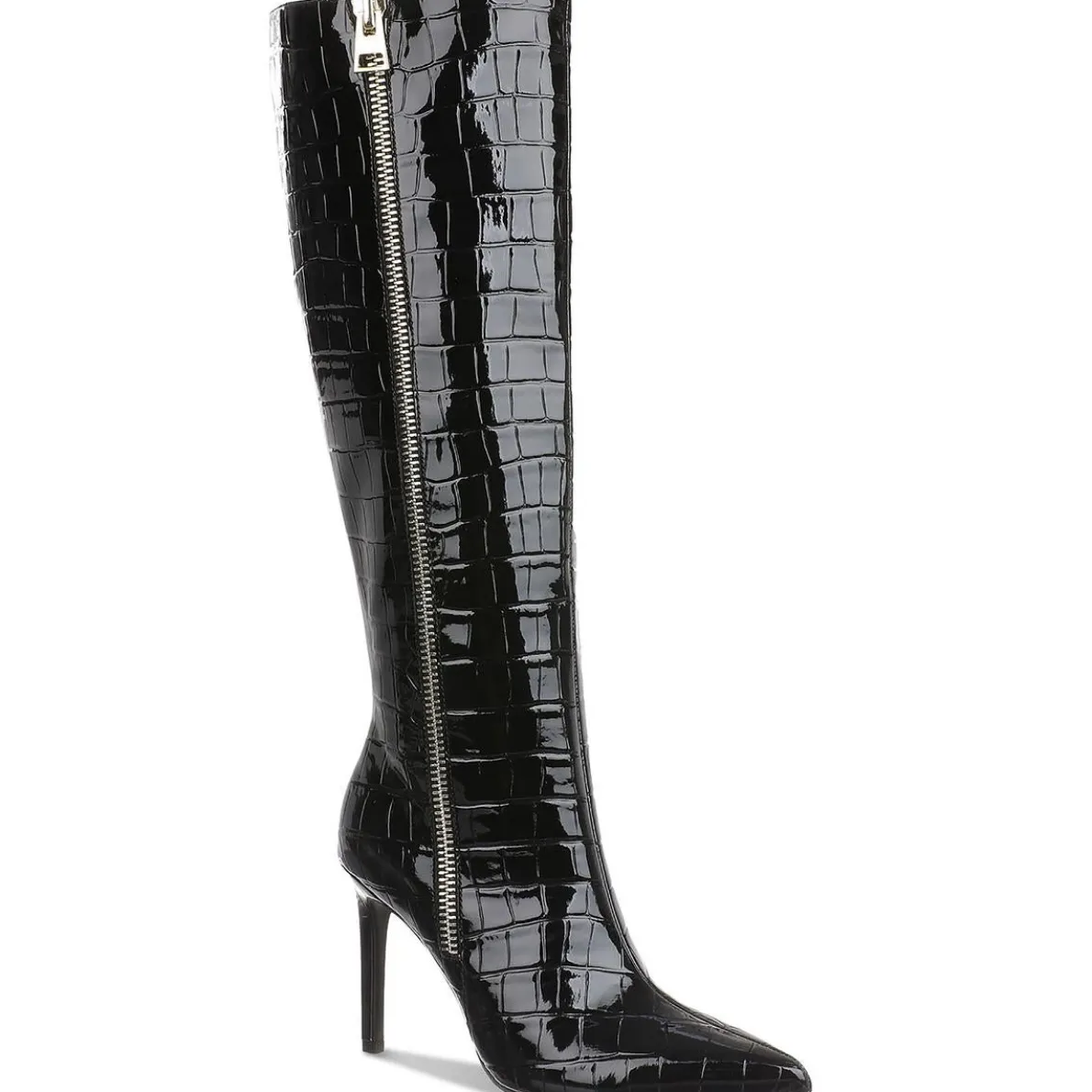 Sabrinaap Double Zipper Leather Knee-High Boots