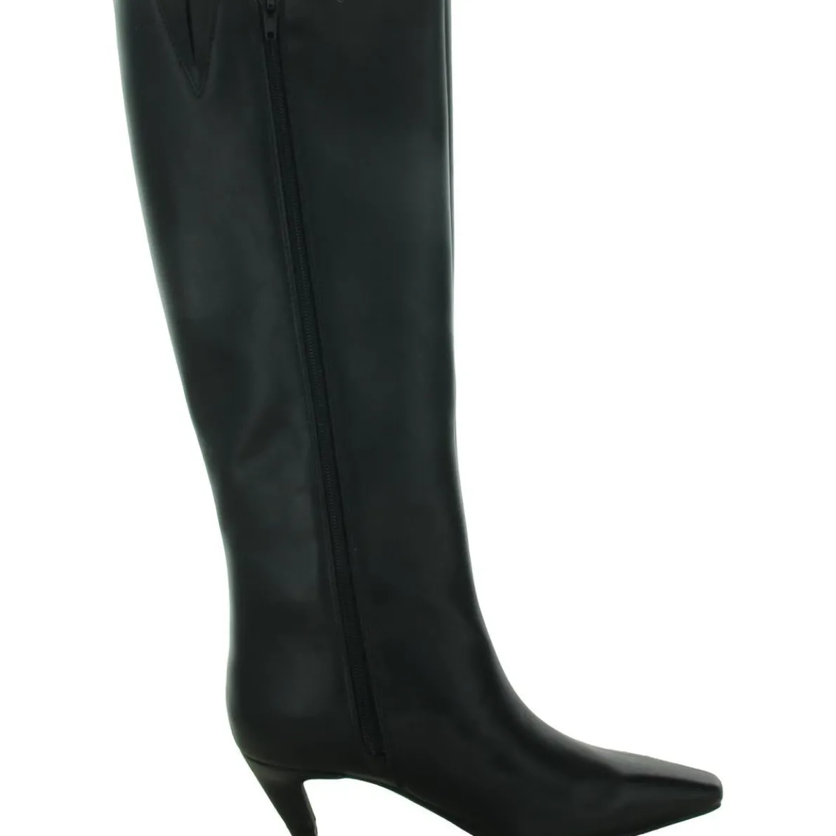 Sameya Zipper Faux Leather Knee-High Boots