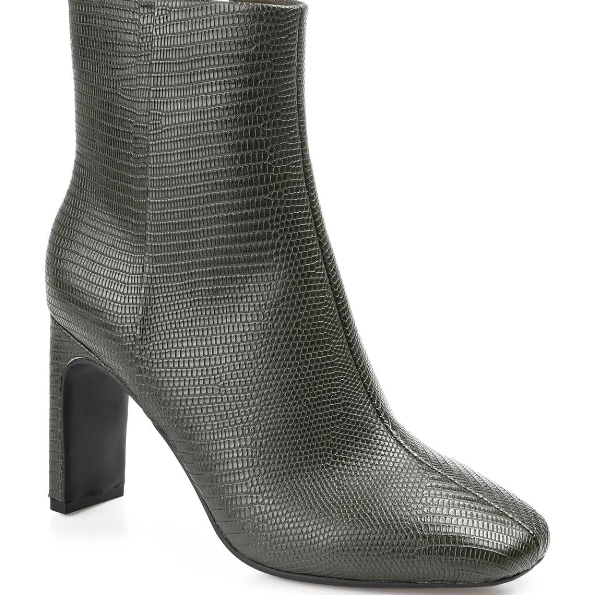 Sarla Faux Leather Embossed Ankle Boots