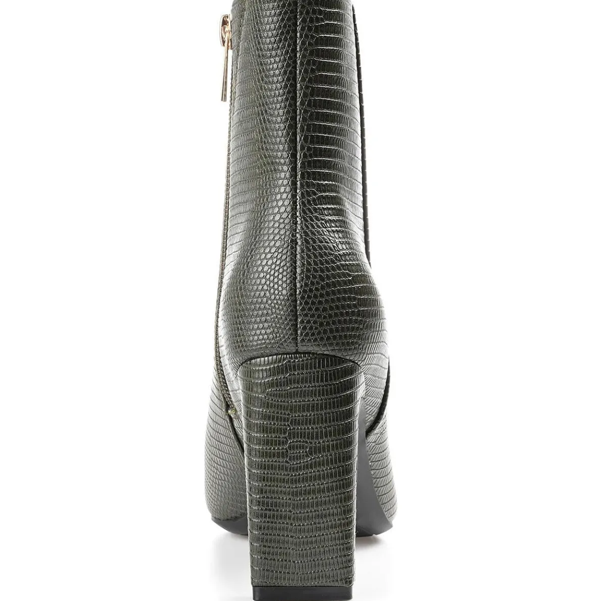 Sarla Faux Leather Embossed Ankle Boots