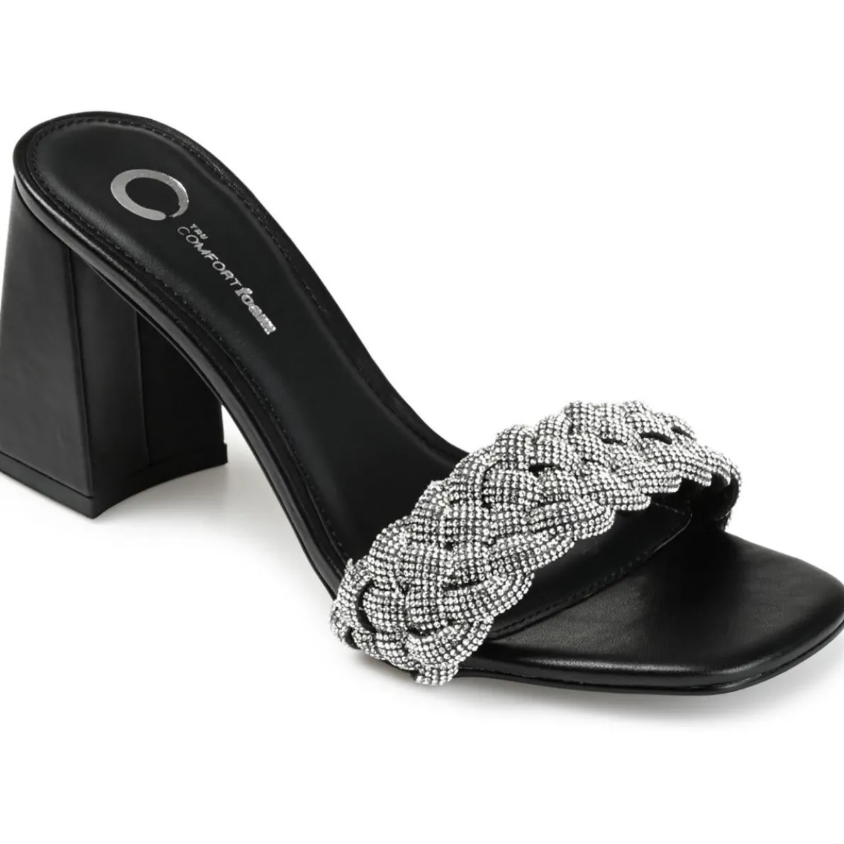 Sashaa Faux Leather Embellished Block Heel