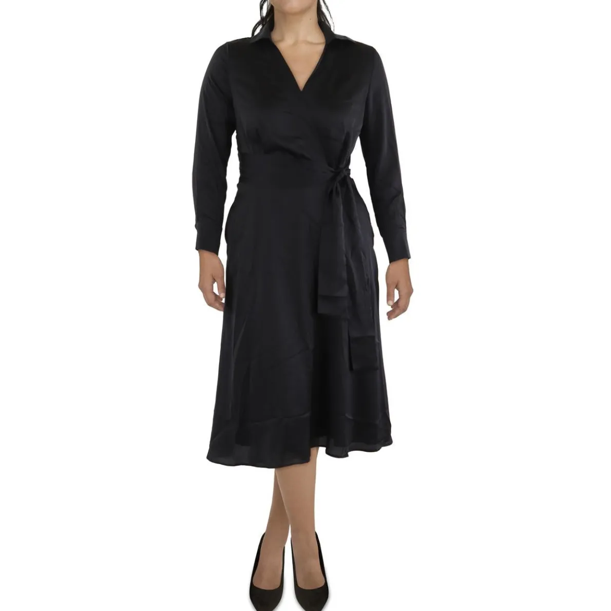 Satin Belted Midi Dress