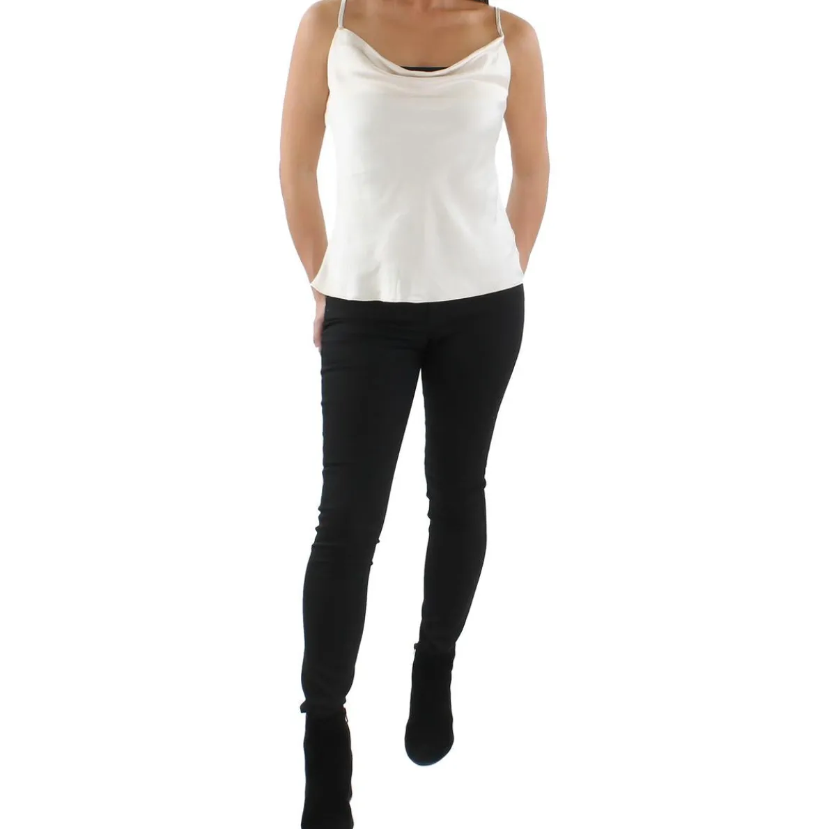 Satin Cowl Neck Tank Top