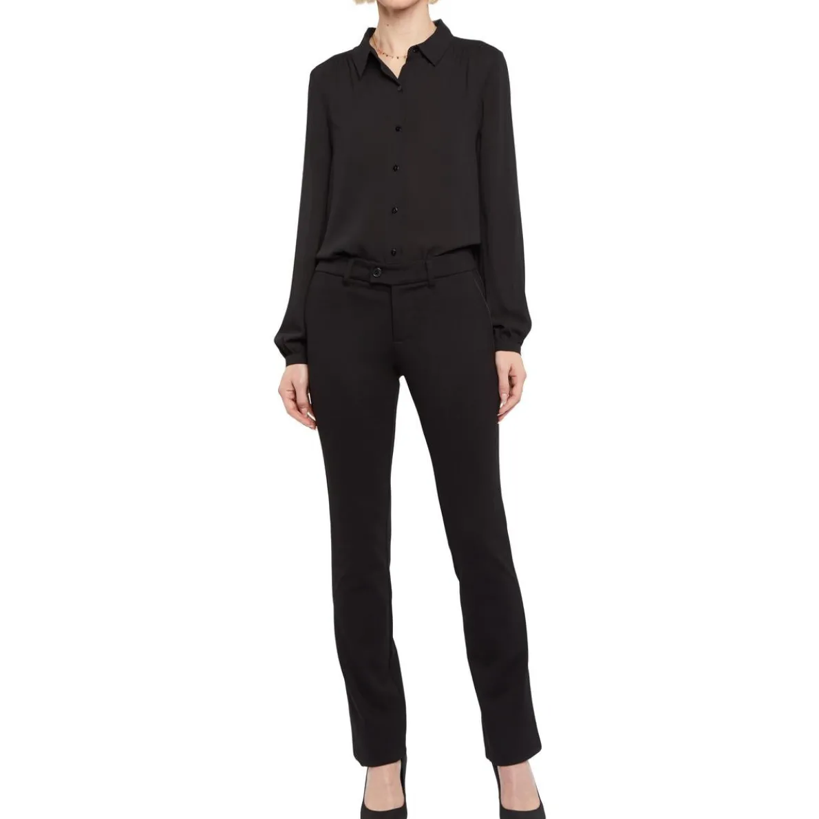 Satin Trim Straight Leg Pants