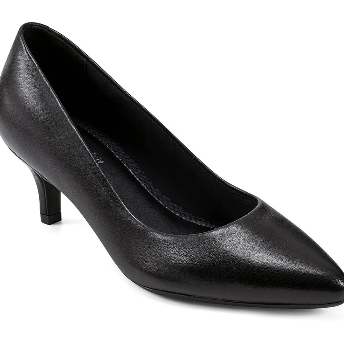 SELEXIE Mesh Inset Leather Kitten Heels