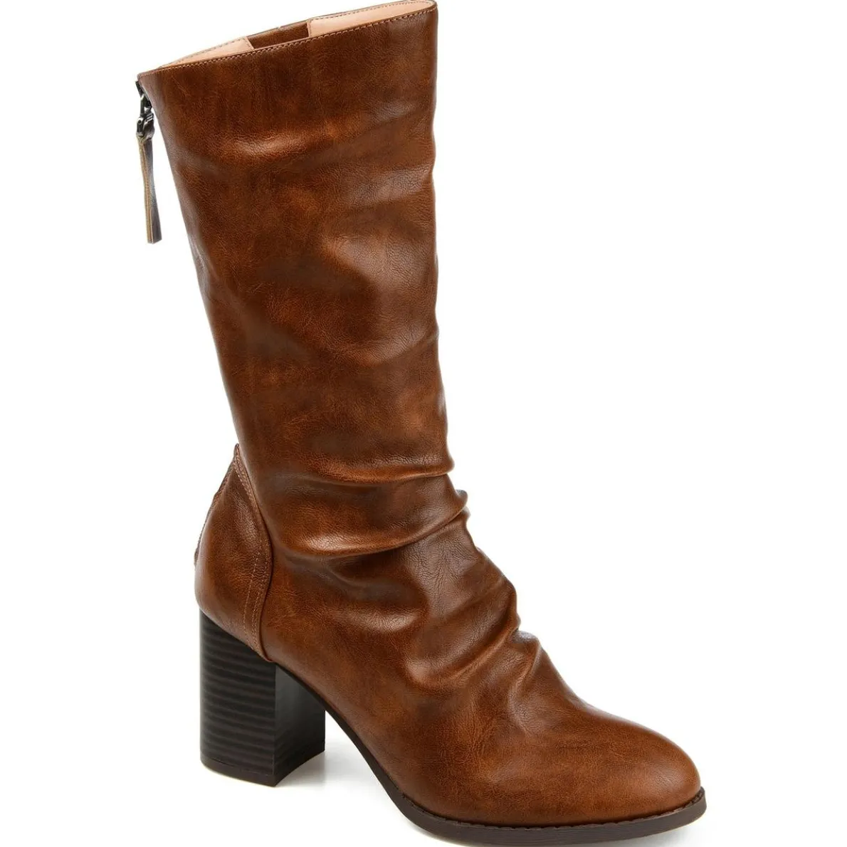 Sequoia Faux Leather Almond Toe Mid-Calf Boots