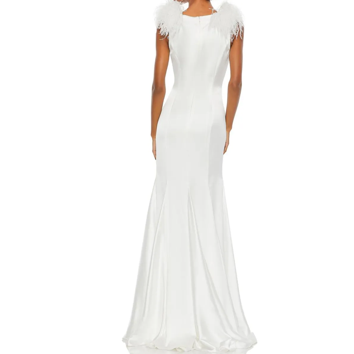Satin Feathers Evening Dress