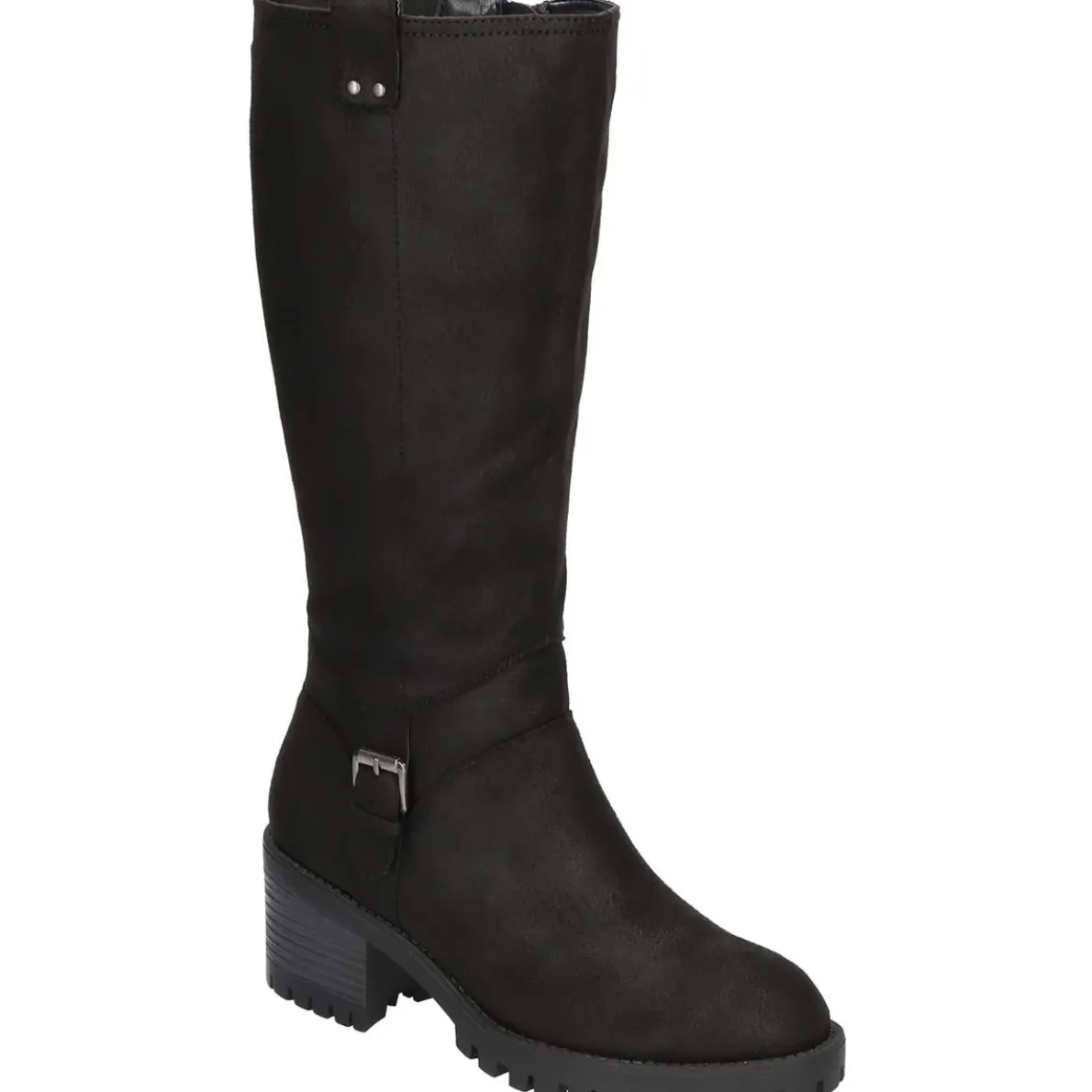 LORIELLE PLUS Faux Leather Buckle Knee-High Boots