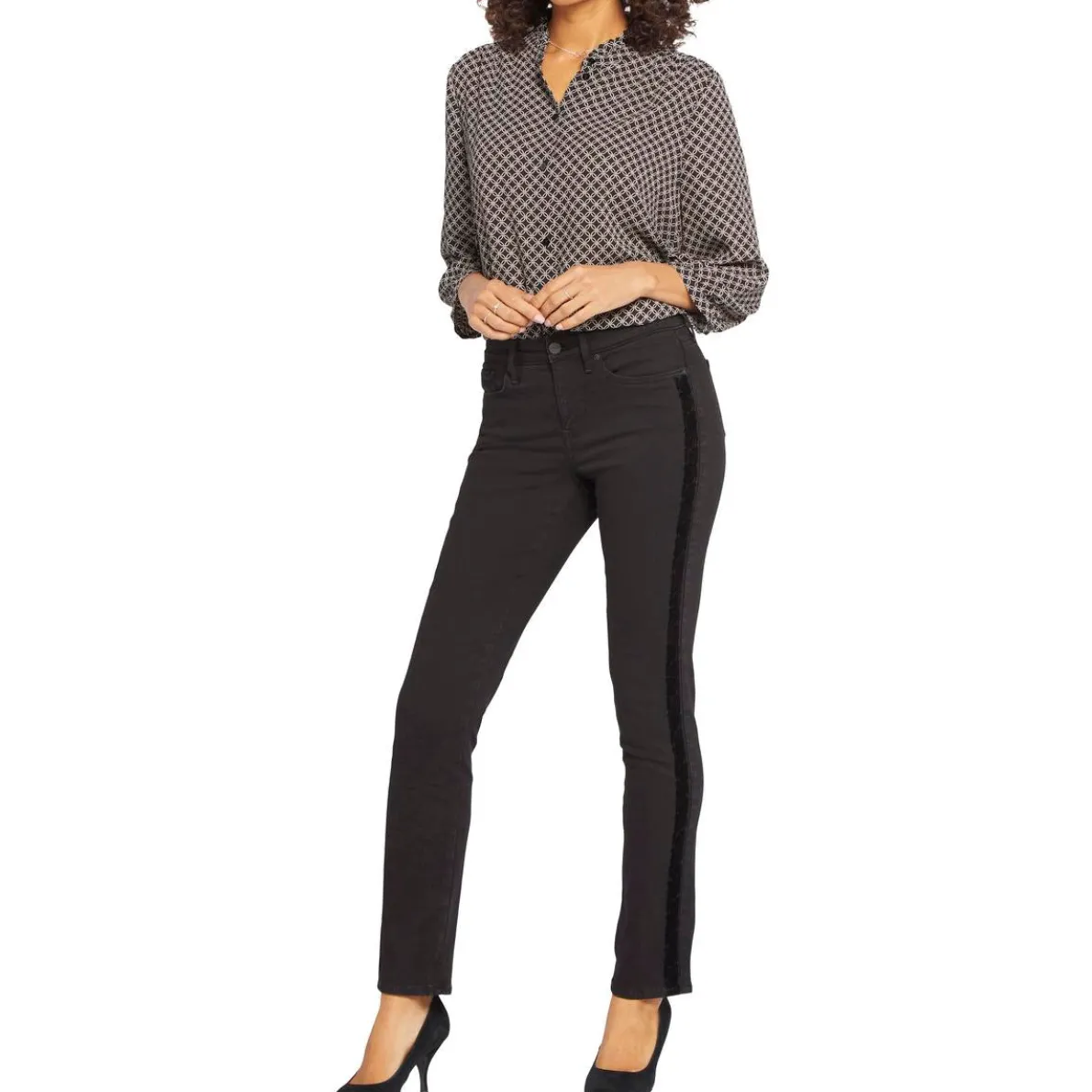 Sheri Velvet Trim High Rise Slim Jeans