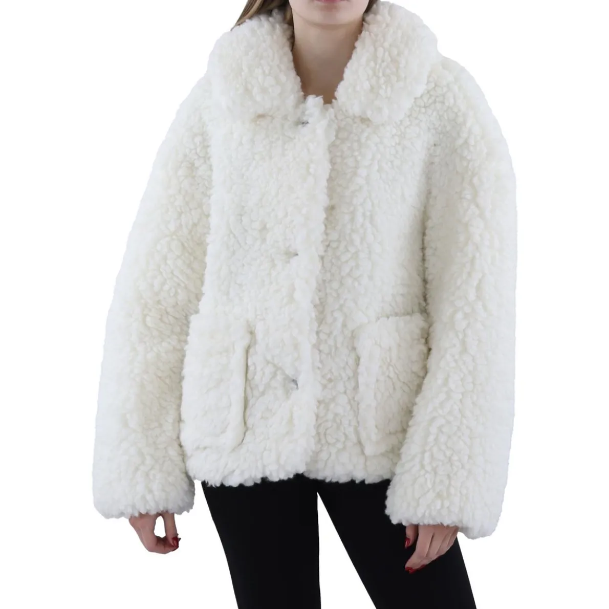 Sherpa Long Sleeve Faux Fur Coat