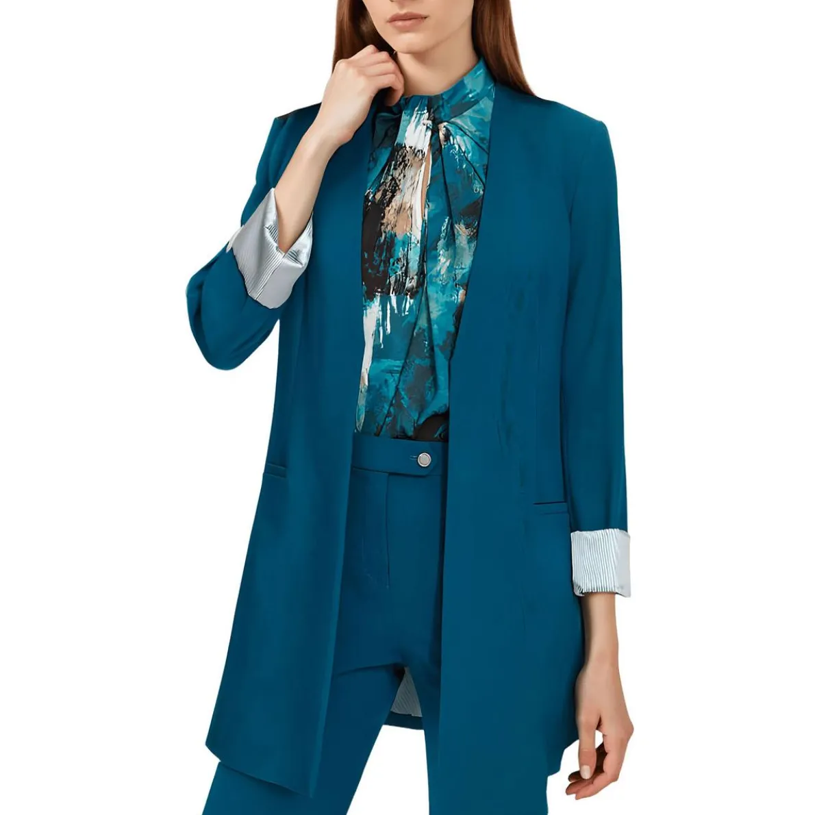 Shoulder Pads Open-Front Blazer