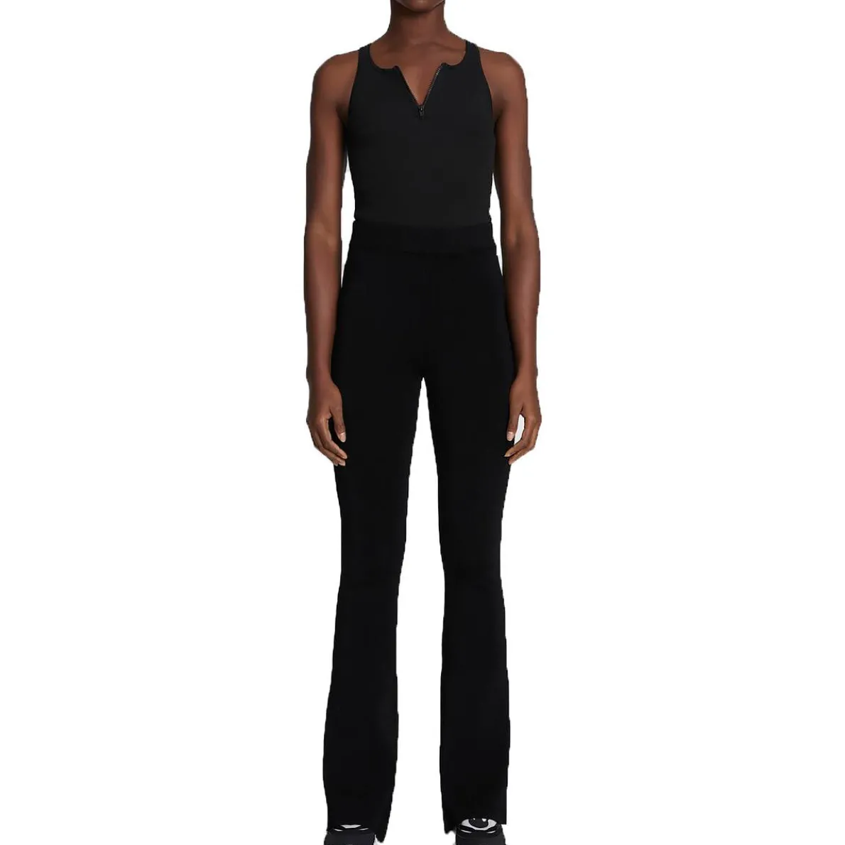 Split Hem Ribbed Knit Bootcut Pants