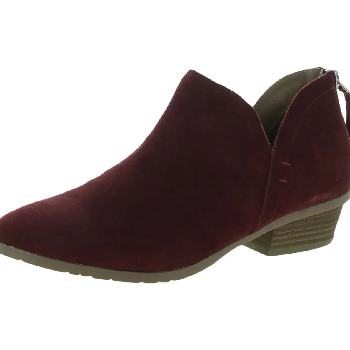 Sideway Suede Stacked Block Heel Ankle Boots