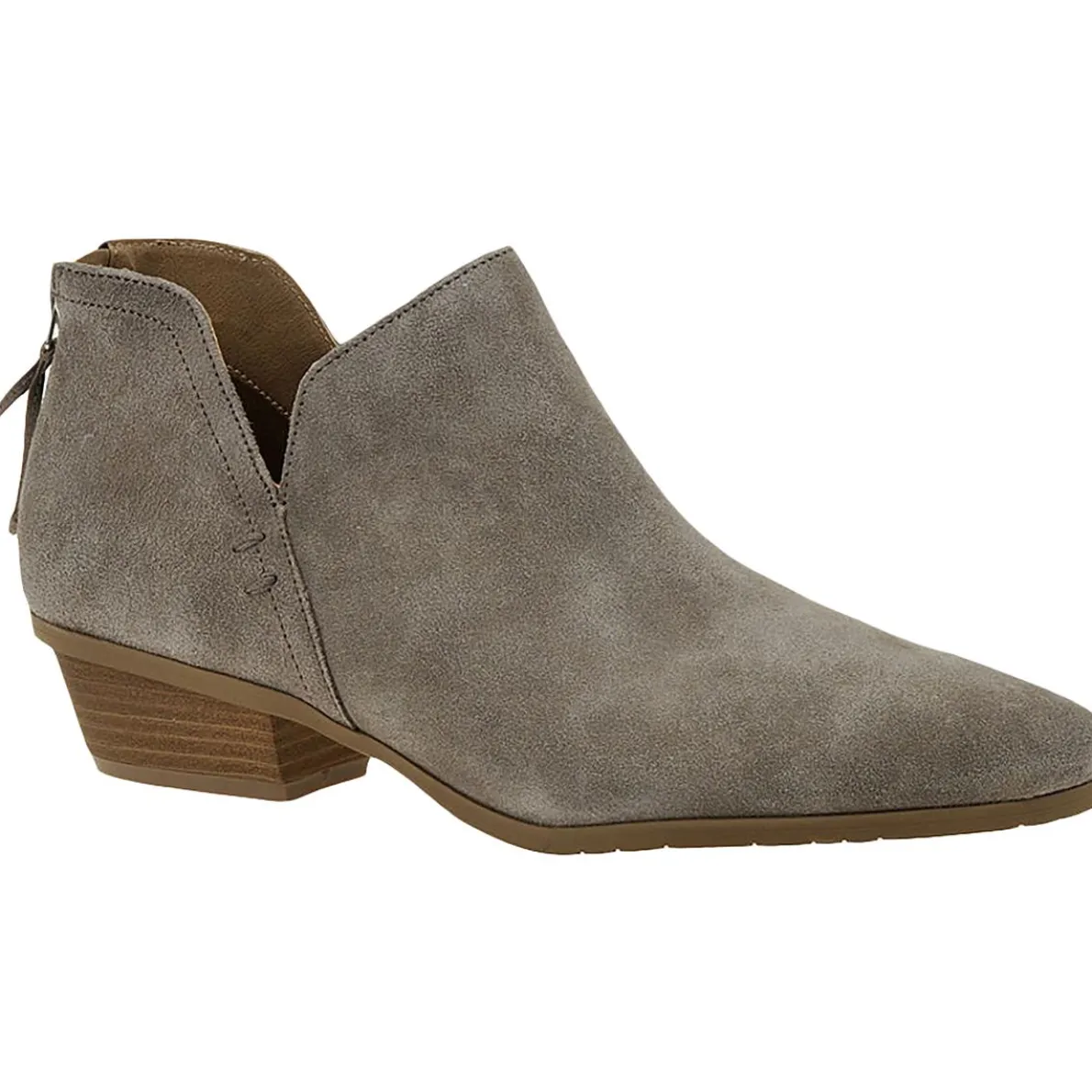 Sideway Suede Stacked Block Heel Ankle Boots