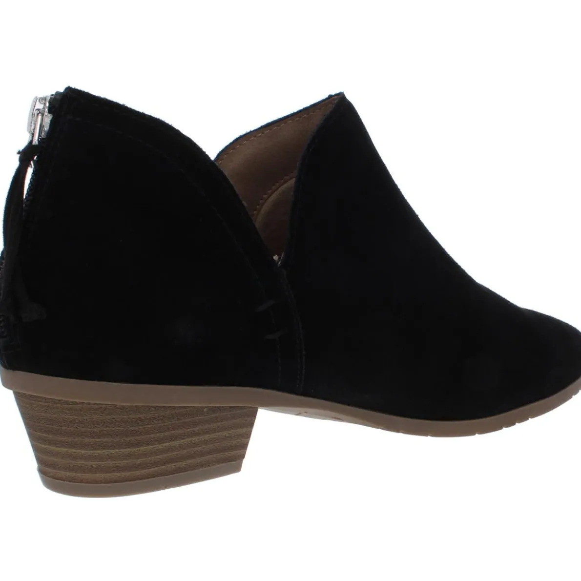 Sideway Suede Stacked Block Heel Ankle Boots